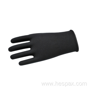 Hespax Breathable Work Protective Gloves Black Nylon Knitted